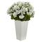 27" White UV Resistant Geranium Arrangement in White Planter